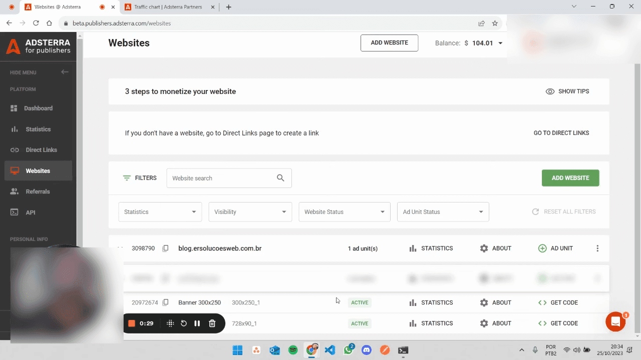 Gagné 100 dollars en moins de 24 heures avec Adsterra